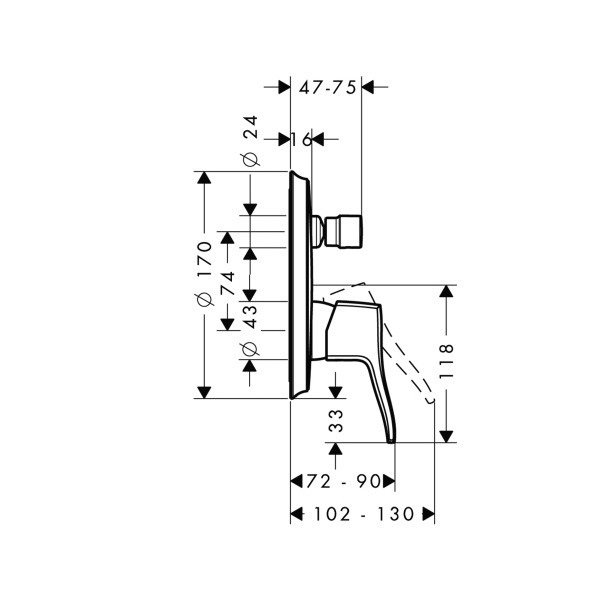 Смеситель для душа Hansgrohe  шлифованный никель  31485820 - 1