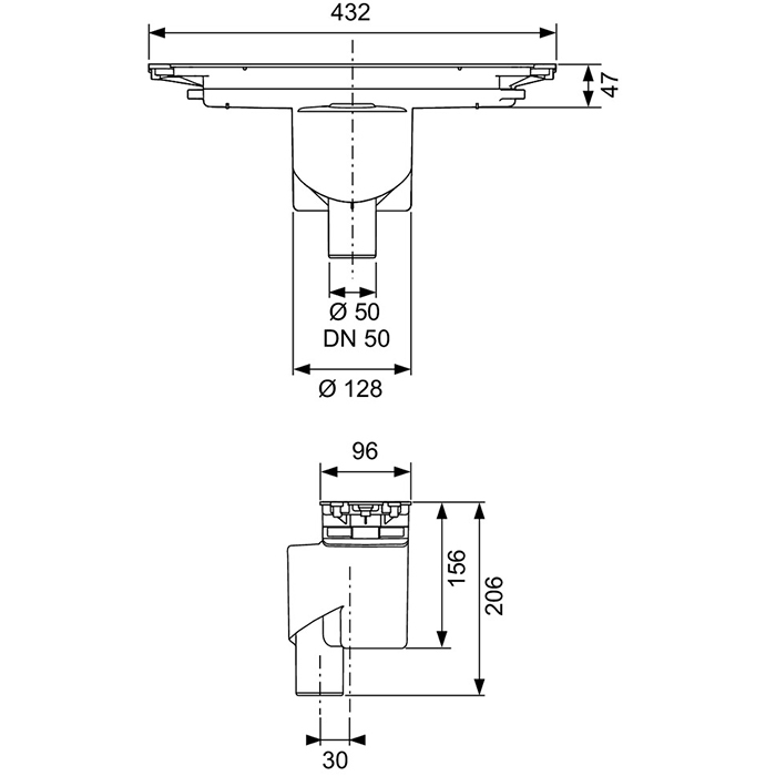 TECE drainprofile Сифон «вертикальный», DN 50* для установки в бетонной стяжке. 673003 - 2