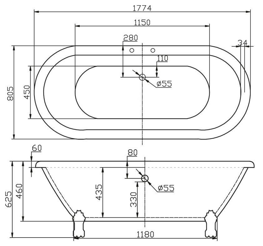 Акриловая ванна BelBagno BB21 - 3