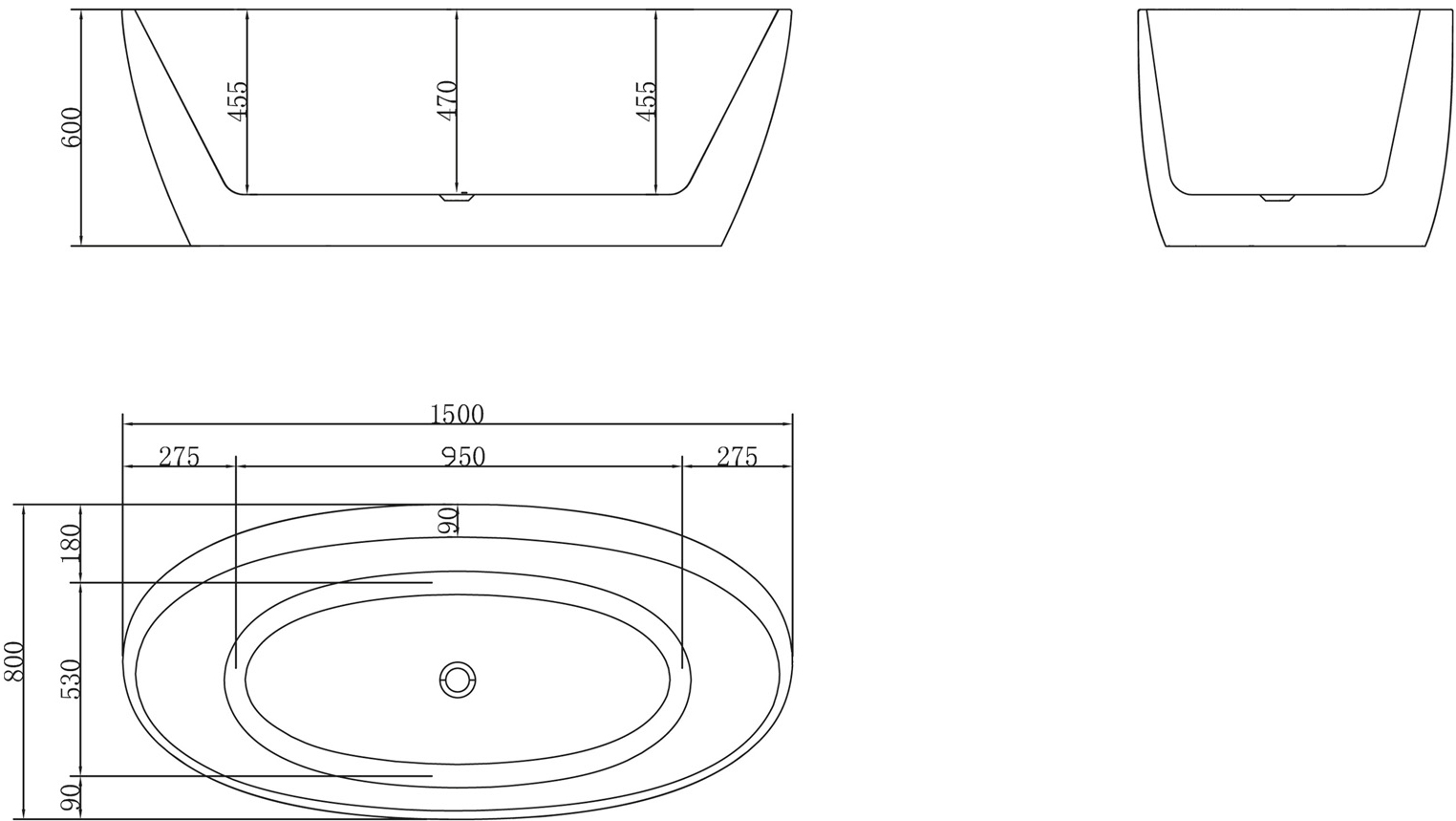 Акриловая ванна BelBagno BB404-1500-800 - 2