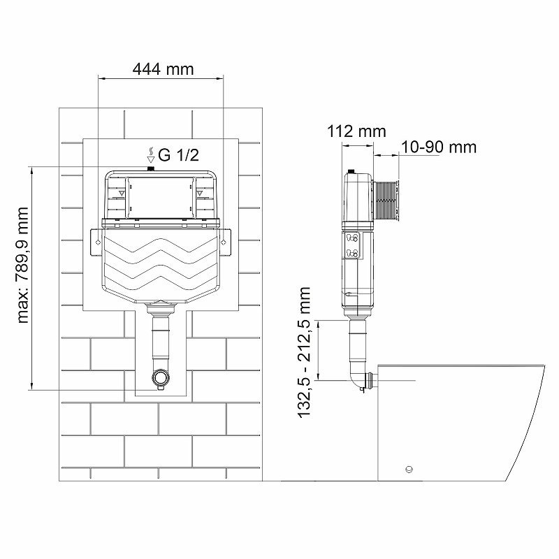 Смывной бачок скрытого монтажа Wasserkraft Aller кнопка смыва черный 10TLT.031.ME.PB01 - 4