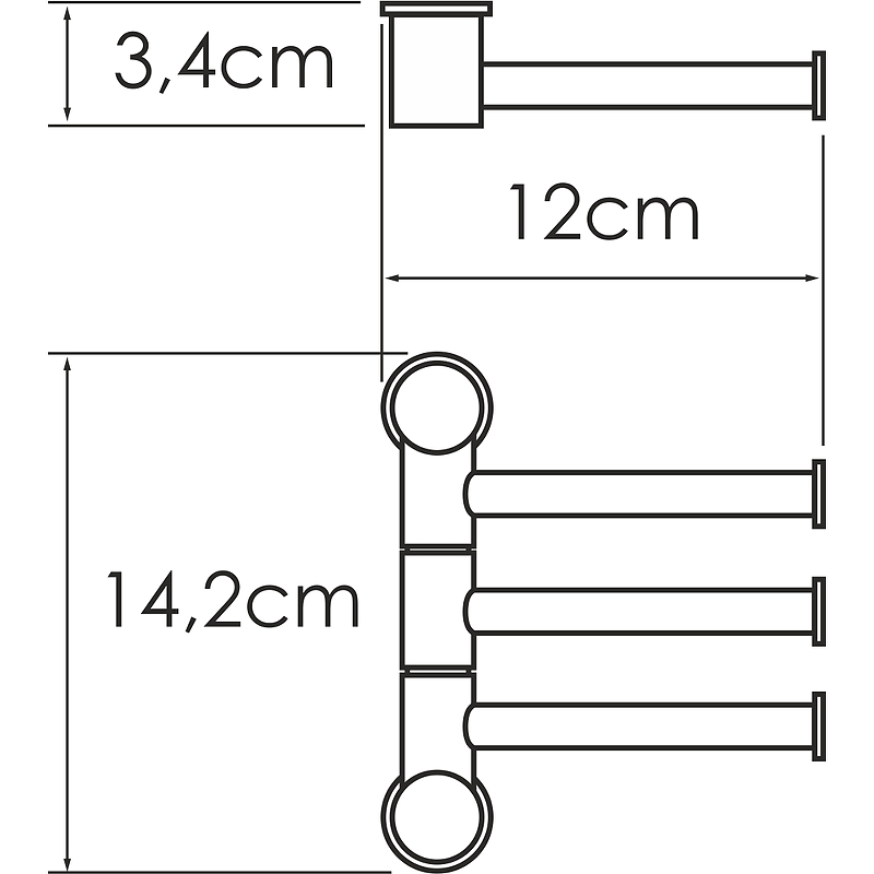 Полотенцедержатель тройной WasserKRAFT 12 поворотный сталь матовый K-1053N - 1