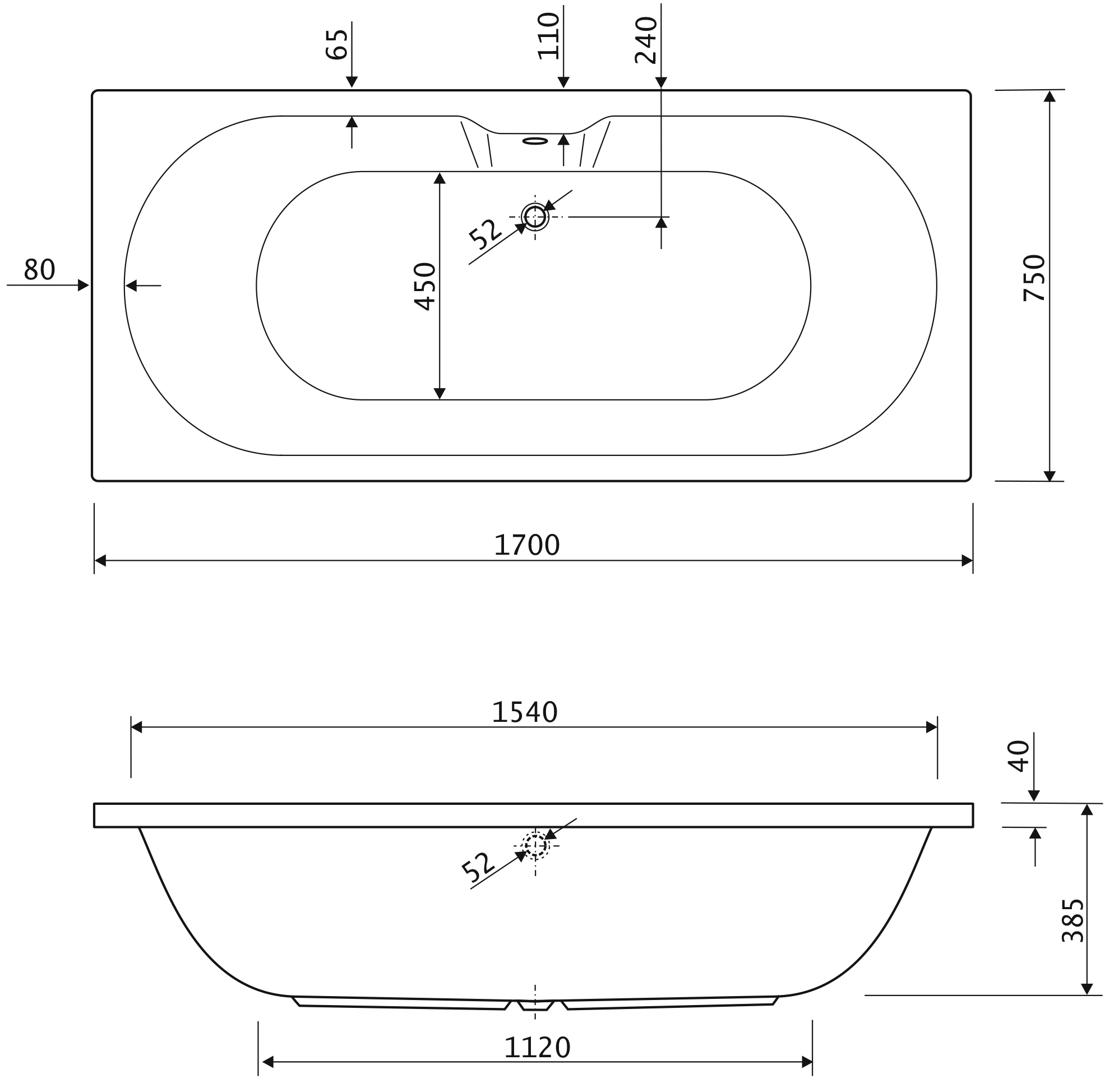 Акриловая ванна Cezares Calisto  CALISTO-170-75-45 - 2
