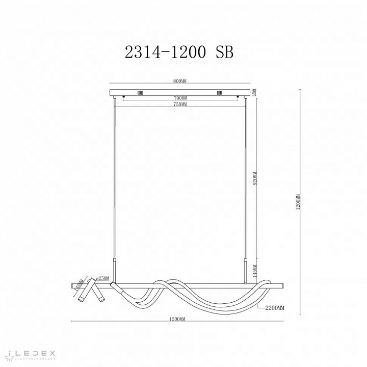 Светильник на штанге iLedex Cross 2313-1200 SB - 1