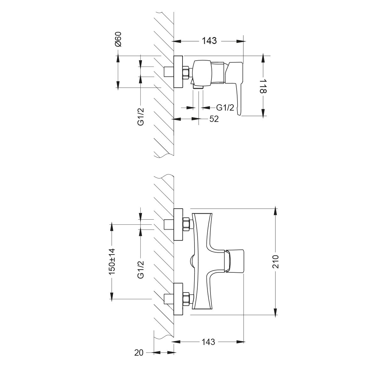 Смеситель Lemark Evitta  LM0503C для душа - 1