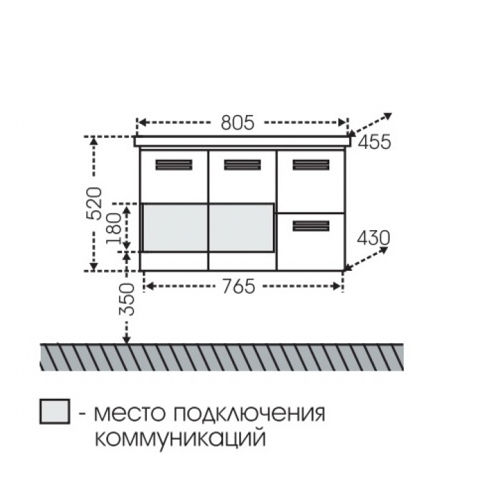 Тумба под раковину Санта Меркурий 76.5 см  209004 - 3