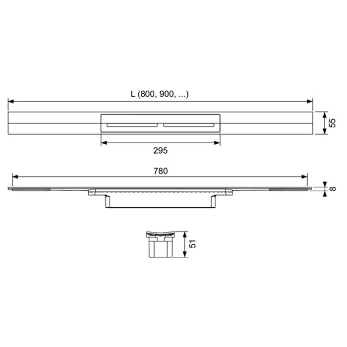 Профиль для душа TECEdrainprofile, 800 мм, PVD Brushed Black Chrome 670801 - 1