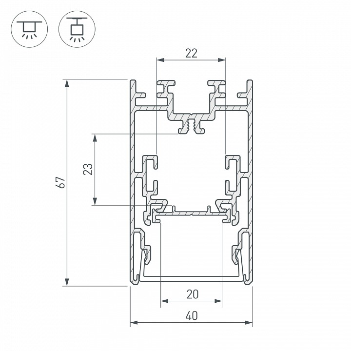 Профиль с рассеивателем Arlight S2-LINE-4067-2500 ANOD+OPAL 021172 - 2