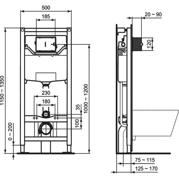 Система инсталляц STRADA II в/к инсталл б/кн+унитаз+сид Ideal Standard E387001 . - 6