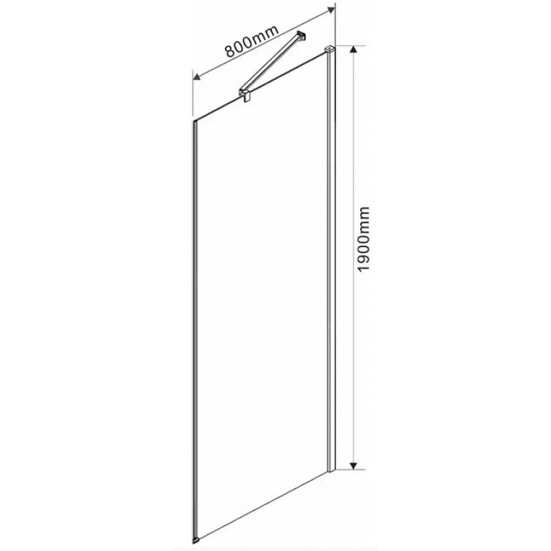 Боковая стенка Vincea Orta 80х190 хром стекло прозрачное VSG-1O800CL - 1