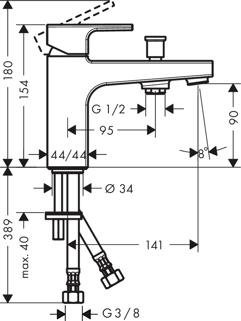 Смеситель Hansgrohe Vernis Shape 71463000 на борт ванны, хром - 1