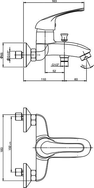 Смеситель для ванны с душем Paini Trento TRCR111LMKM - 1