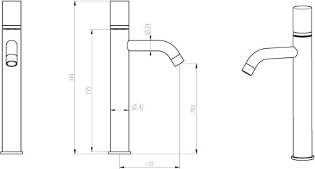 Смеситель для раковины высокий Boheme Stick черно-белый 122-B-MR-W - 1