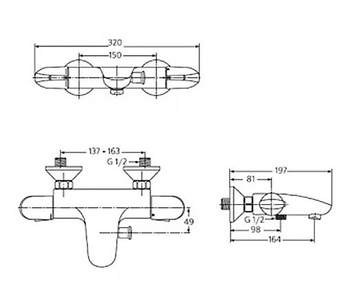 Смеситель для ванны Ideal Standard Ceratherm 100 хром  A3205AA - 1