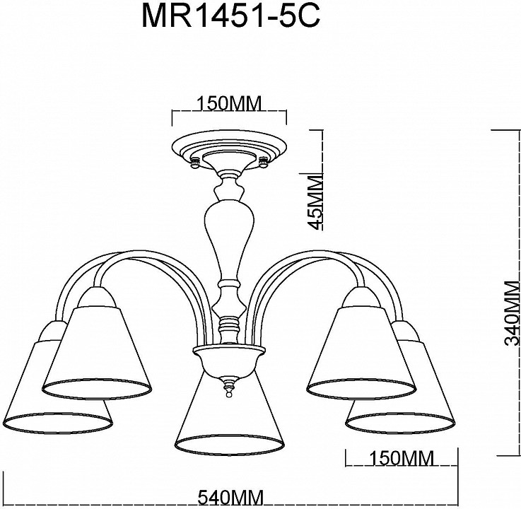 Люстра на штанге MyFar Anna MR1451-5C - 2