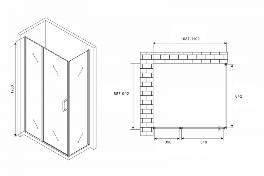 Душевой уголок ABBER Sonnenstrand 110х90 профиль хром  AG04110S-S90 - 3