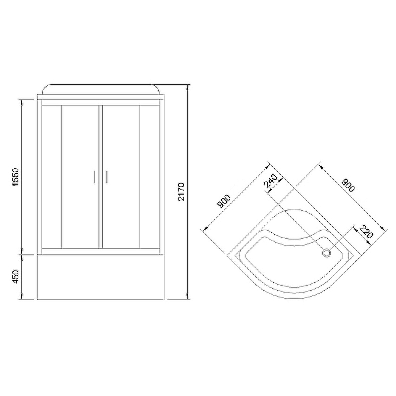 Душевая кабина Royal Bath 90х90 хром стекло матовое RB90BK1-M-CH-EL - 1