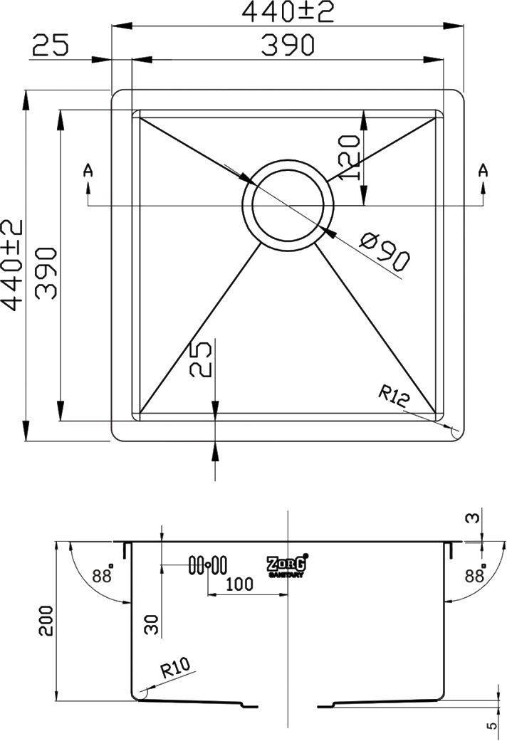 Мойка кухонная Zorg Inox R 4444 - 1