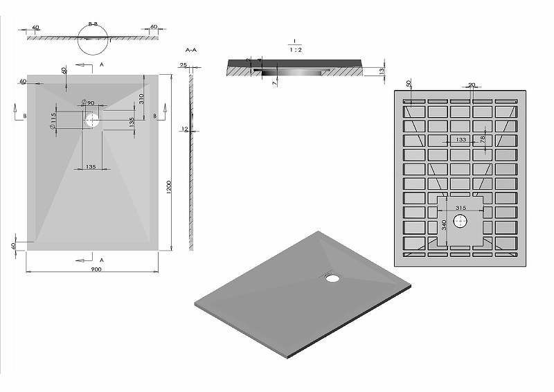 Поддон для душа Vincea 120х90 серый матовый VST-4SR9012G - 1