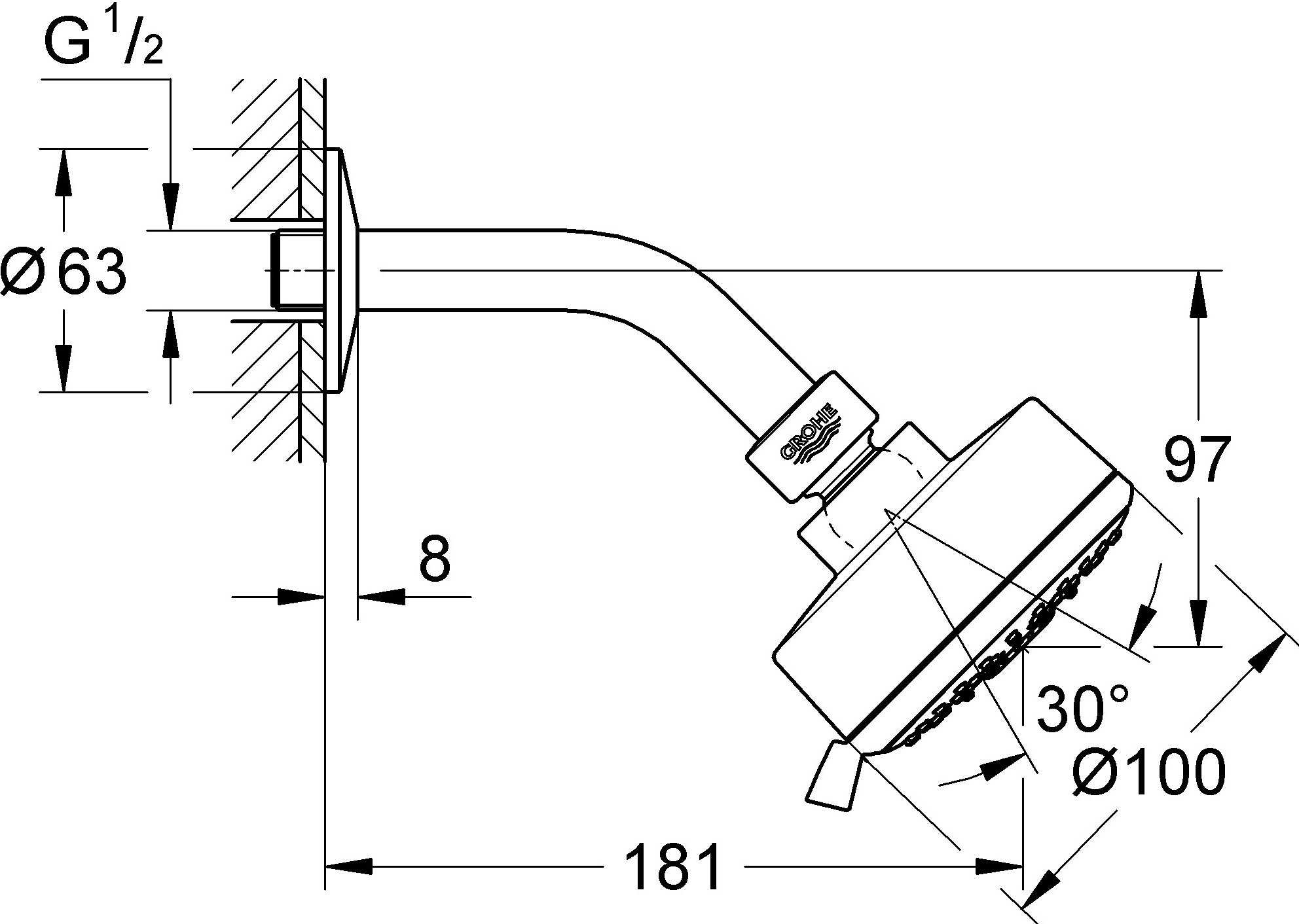 Верхний душ Grohe Tempesta Cosmopolitan 27869001 - 4