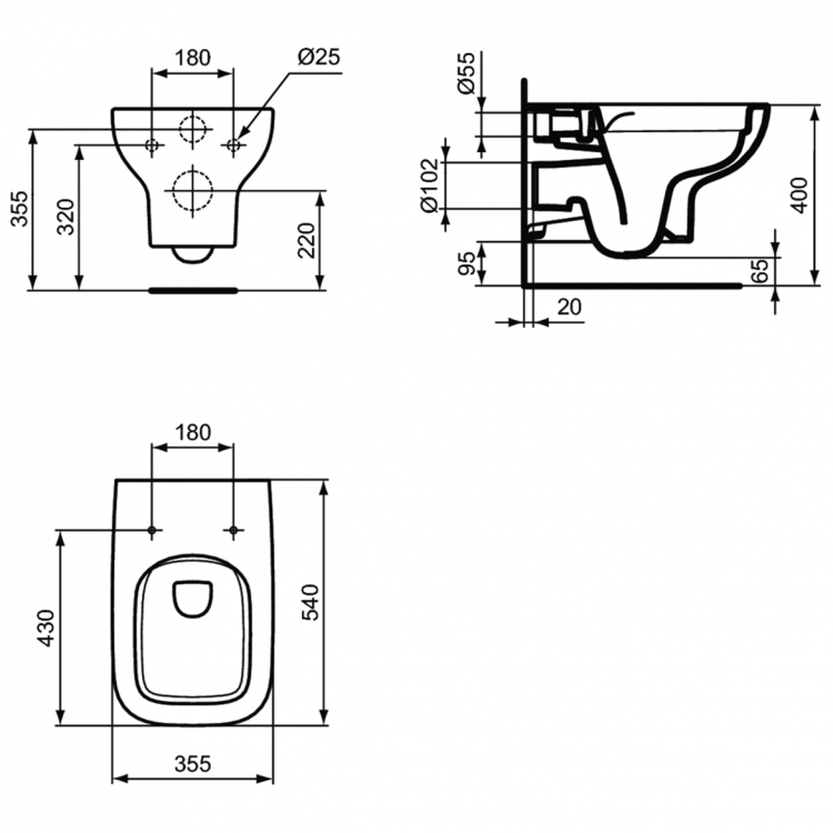 Чаша подвесного унитаза Ideal Standard I.life белый, без сиденья  T471701 - 4