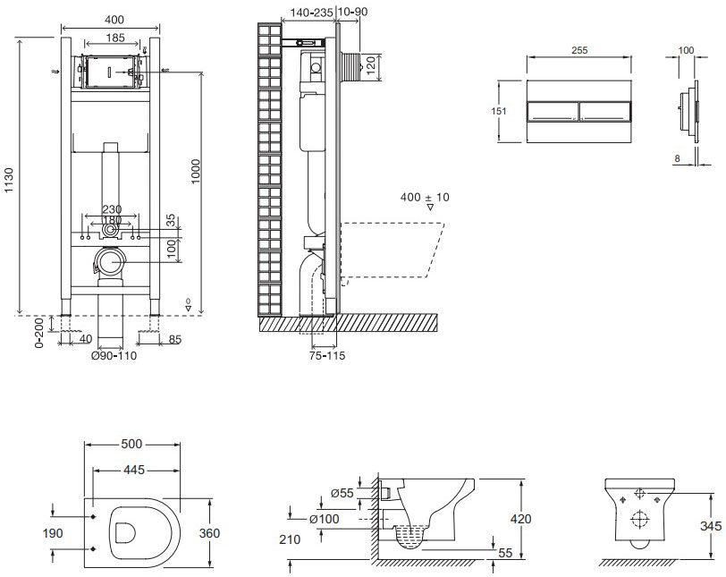 Комплект Jacob Delafon Elite E21755RU-00 кнопка белая - 10