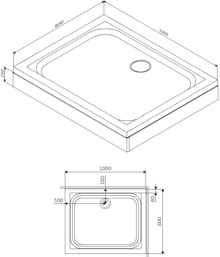 Поддон для душа AM.PM Gem W90T-404-100280W 100x80 - 3