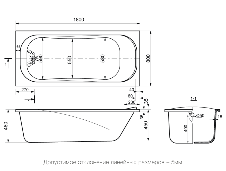 Ванна из литьевого мрамора Delice Triumph 180х80 белый DLR330012 - 5