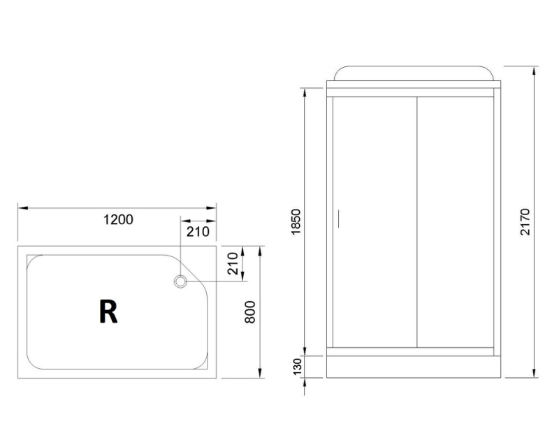 Душевая кабина Royal Bath HP 120х80 R профиль хром стекло прозрачное RB8120HP1-T-CH-R - 2