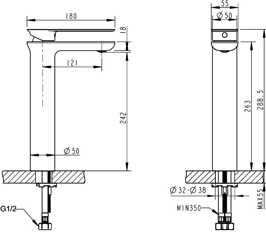 Смеситель Bravat Gina F165104C-A-ENG для раковины - 1