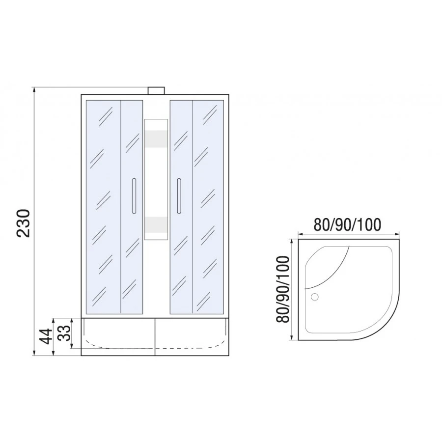 Душевая кабина с поддоном River Desna XL 100/44 MT  10000006149 - 4