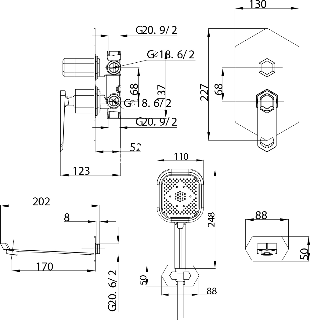 Душевой комплект Lemark Prizma LM3922C - 1