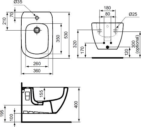 Биде подвесное Ideal Standard Tesi  T355201 - 4