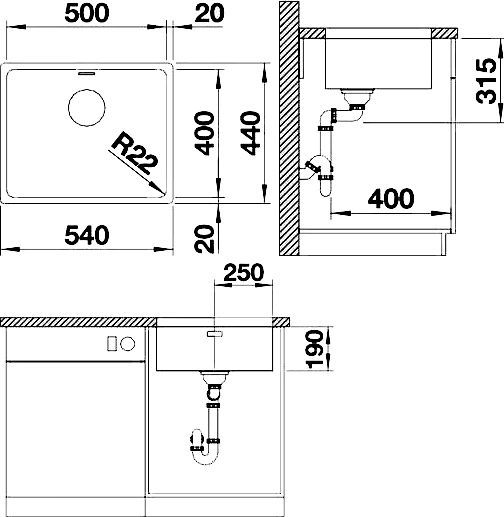 Мойка кухонная Blanco Andano 500-U 522967 - 4