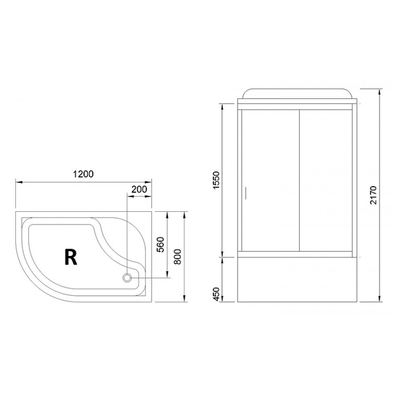 Душевая кабина Royal Bath BK 120x80 R профиль хром стекло прозрачное RB8120BK1-T-CH-R-EL - 3