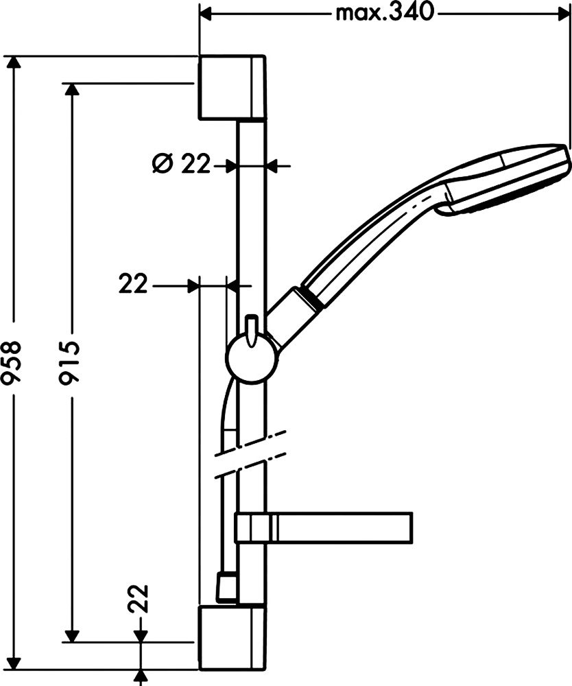 Душевой гарнитур Hansgrohe Croma 100 1jet 27724000  Unica'C - 8