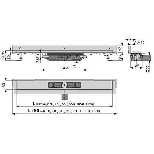 Душевой лоток AlcaPlast  122 см  APZ104-1150 - 1