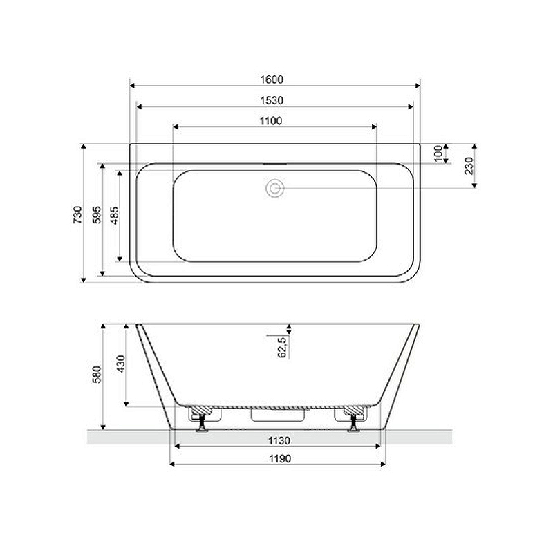 Акриловая ванна Excellent Lila 160х73 белая WAEX.LIL2.160.WHP - 2