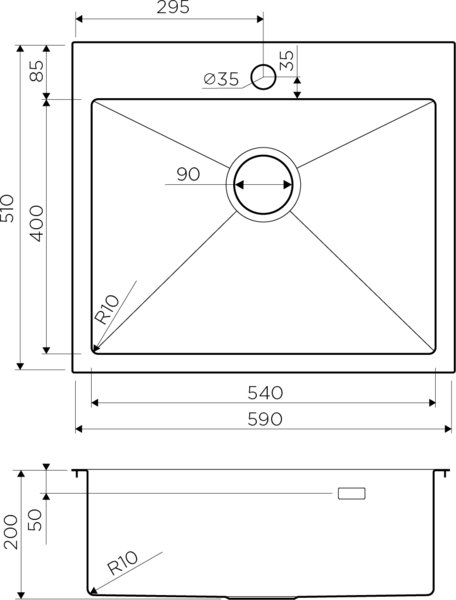 Мойка кухонная Omoikiri Akisame 59-IN нержавеющая сталь 4973055 - 1