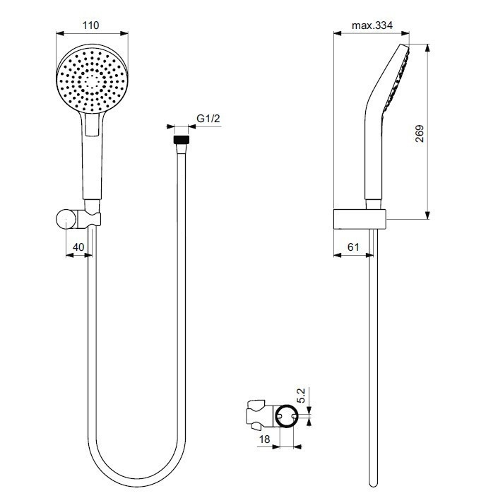 Душевой гарнитур Ideal Standard IdealRain хром B2239AA - 1