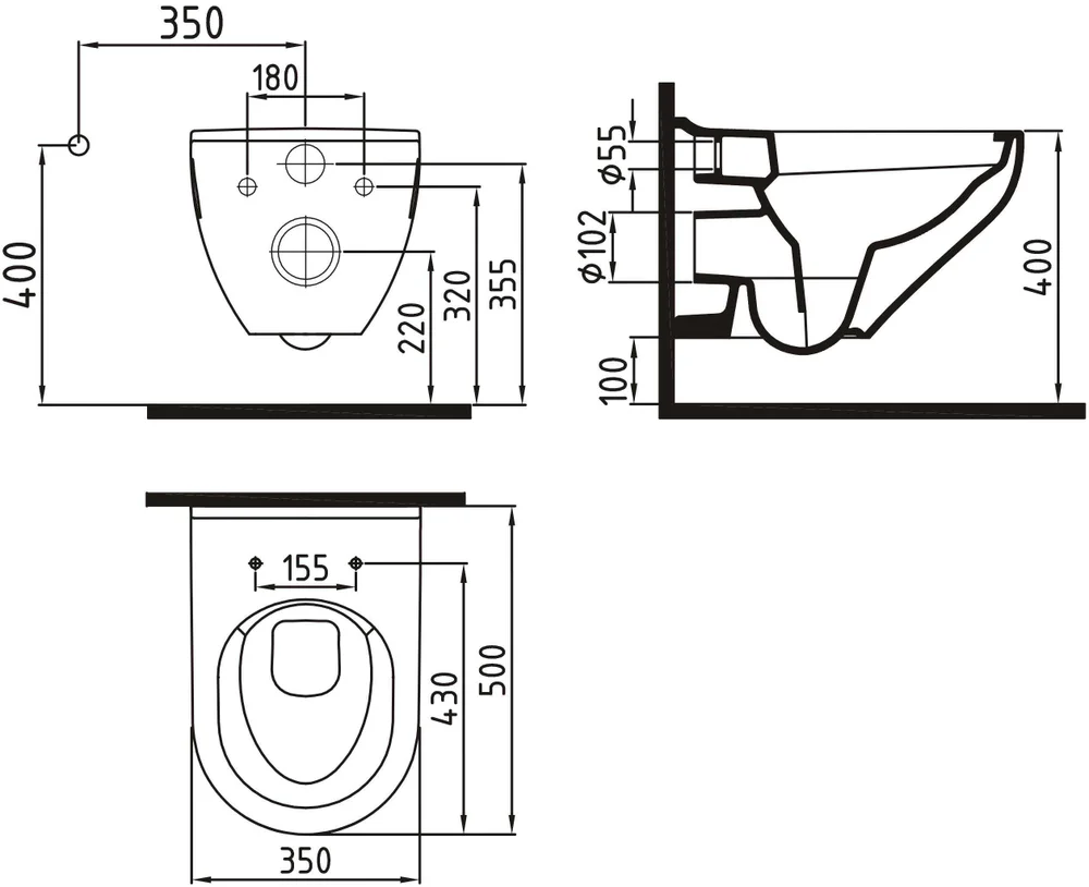 Унитаз подвесной Bien Ion с сиденьем микролифт белый  IOKA050N2VP0W5000 - 3