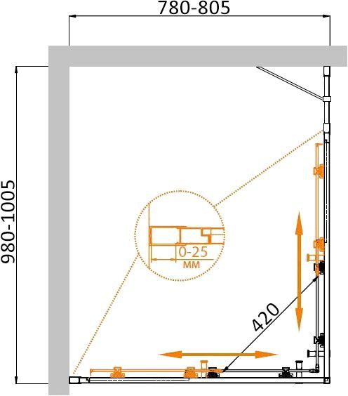 Душевой уголок Cezares Molveno AH 21 80+20 P Cr MOLVENO-AH-21-80+20-P-Cr - 3