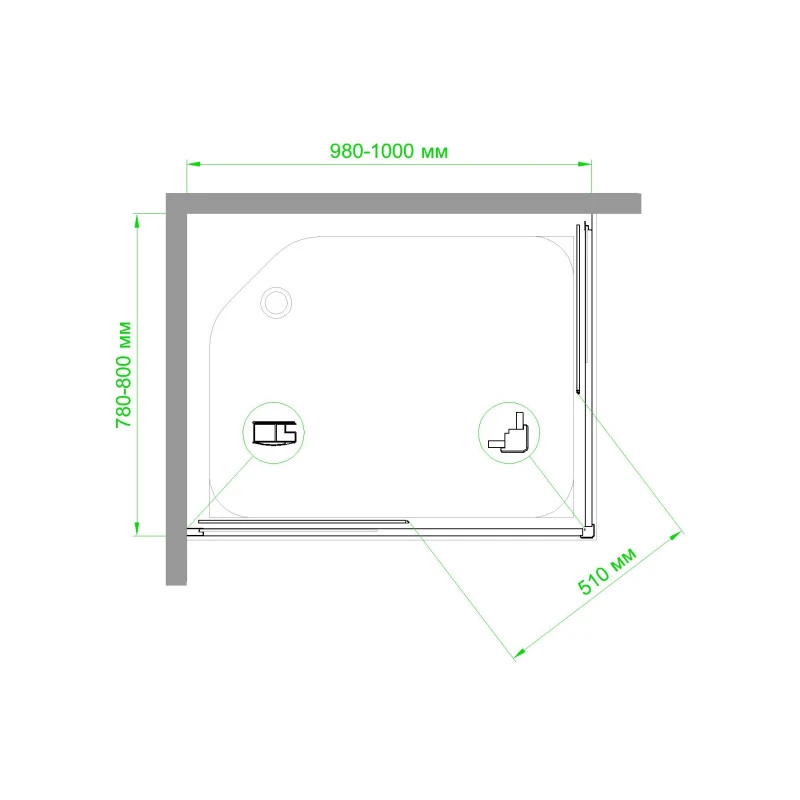 Душевой уголок Royal Bath 100х80 хром стекло матовое RB8100HPD-C-CH - 1