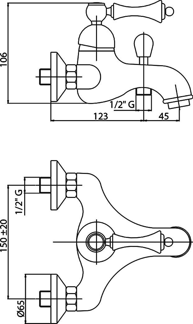 Смеситель Cezares Margot MARGOT-VM-02-M для ванны с душем - 2