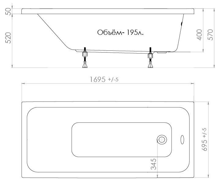 Акриловая ванна Triton Ультра 170x70 Щ0000013002 - 1