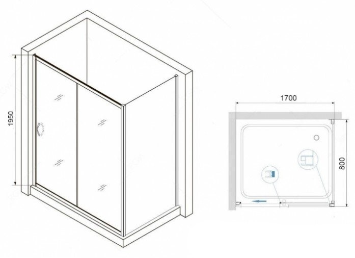 Душевой уголок RGW Passage PA-76-1 170x80 профиль хром стекло прозрачное 350876178-11 - 2