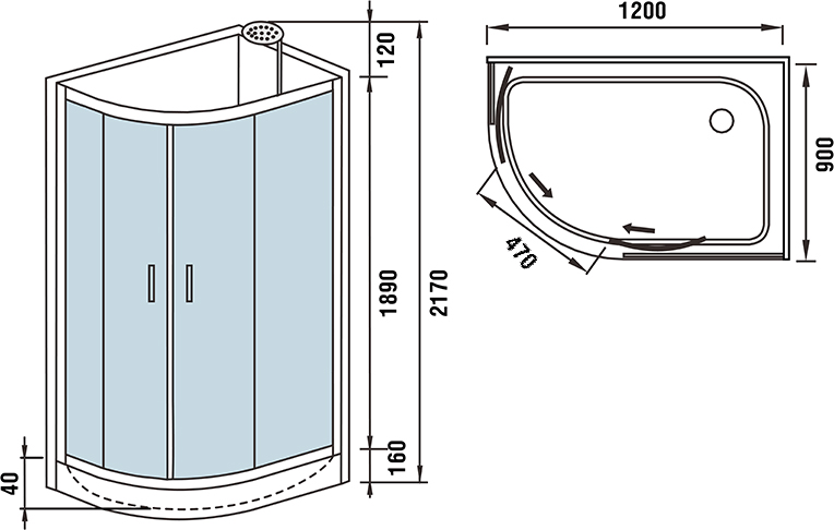 Душевая кабина Weltwasser WW500 Werra 1201 R 120х90 хром  10000003328 - 10