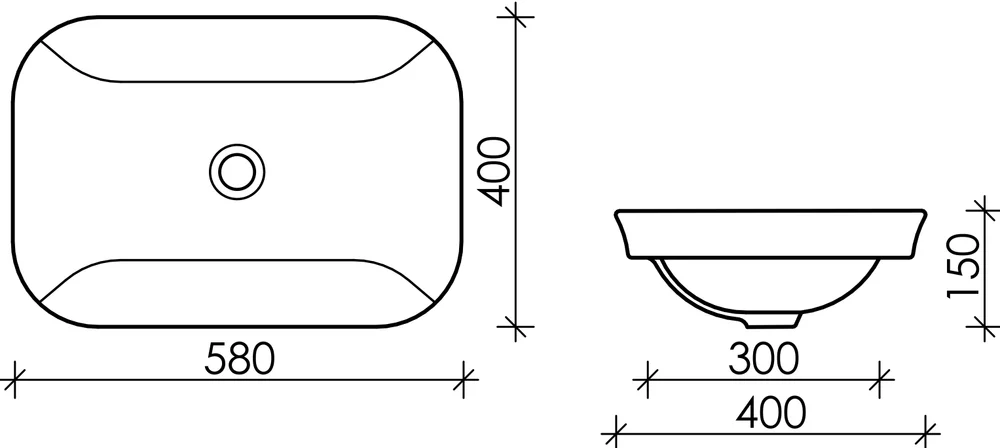 Раковина встраиваемая Ceramica Nova Element 58х40 белая CN6041 - 3