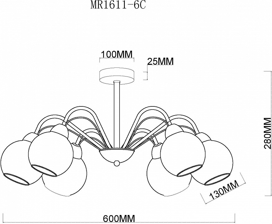 Люстра на штанге MyFar Marsel MR1611-6C - 2