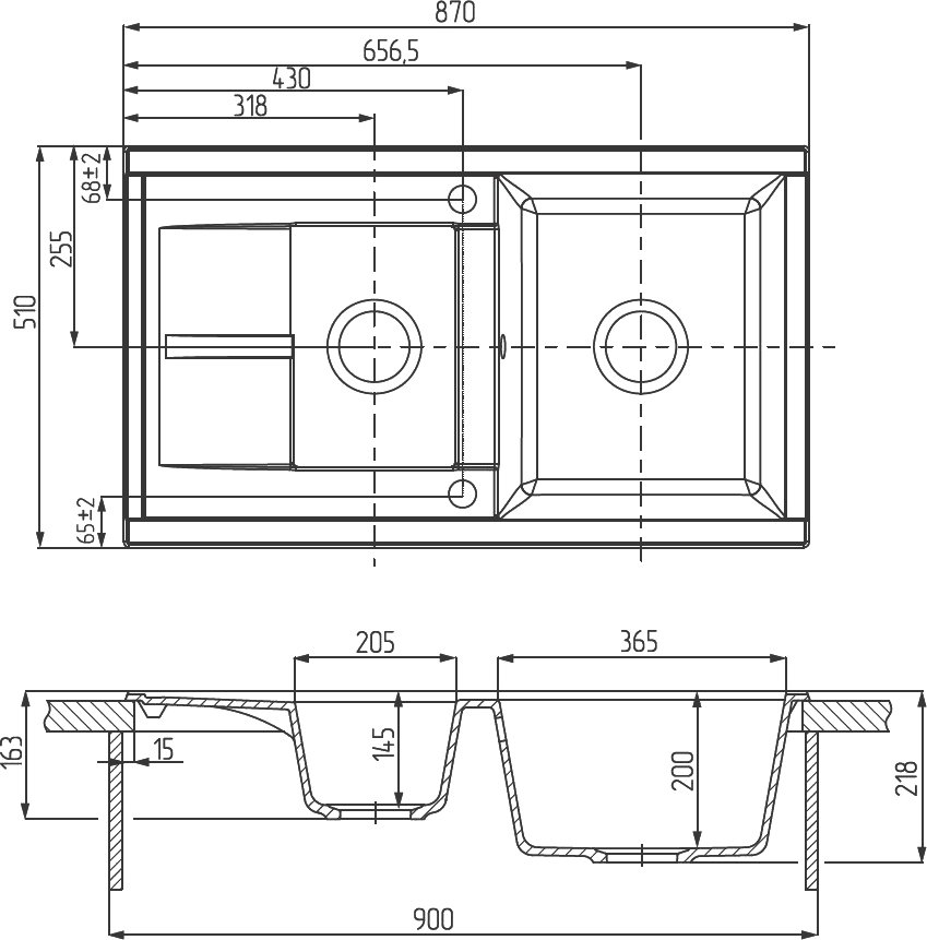 Мойка кухонная AQUATON Делия 87 графит 1A716232DE210 - 2